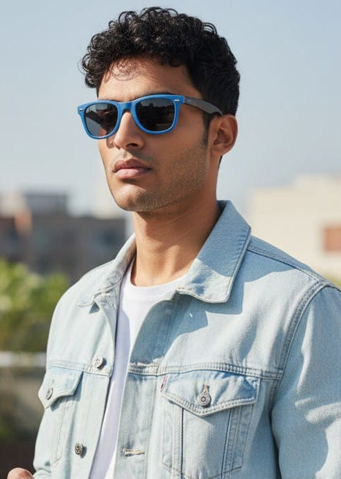 Nova Blue & Black Wayfarer Sunglasses – Premium Eyewear at Bhargava Chashme Wale